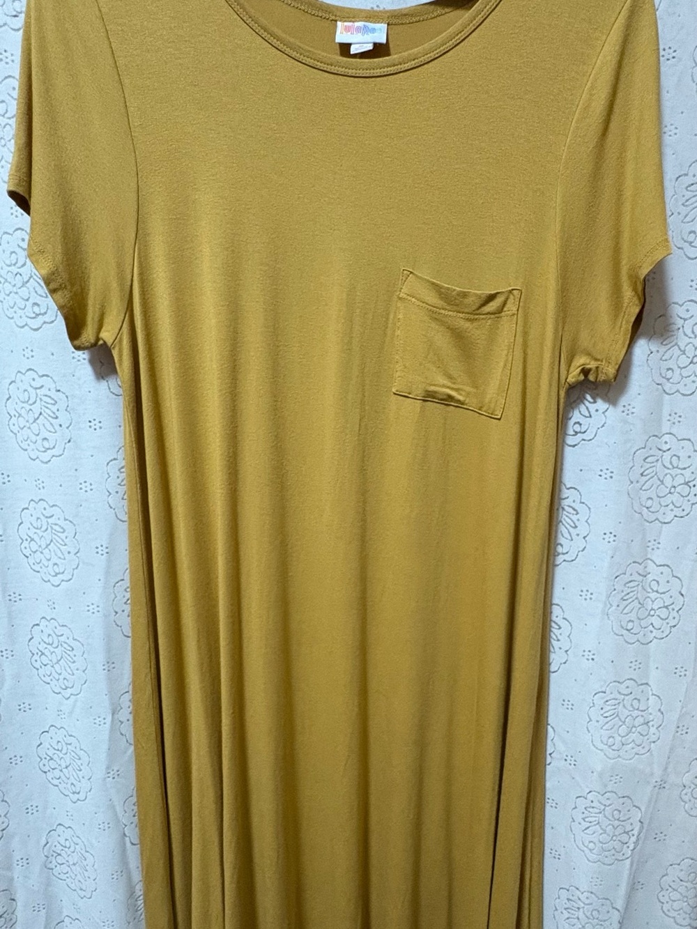 LuLaRoe Carly Dress Mustard Yellow Pocket Swing Dress Size Medium